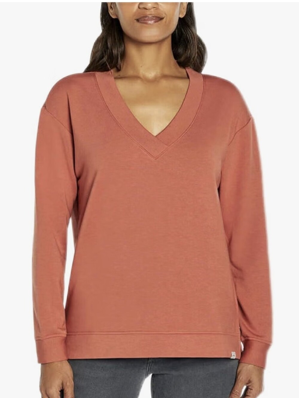 Orvis Women's V-Neck Long Sleeve Sweater in Terracotta